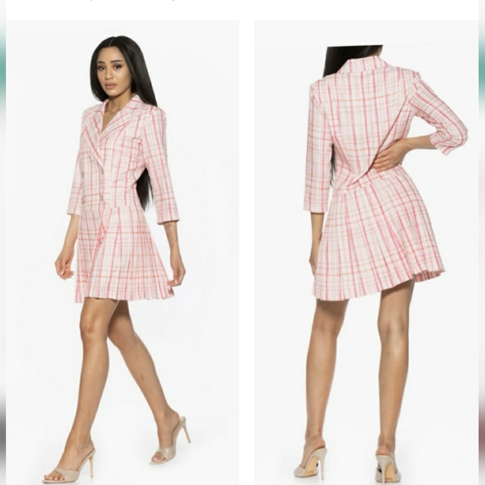 Alexia Admor | Pink Plaid Blazer Dress